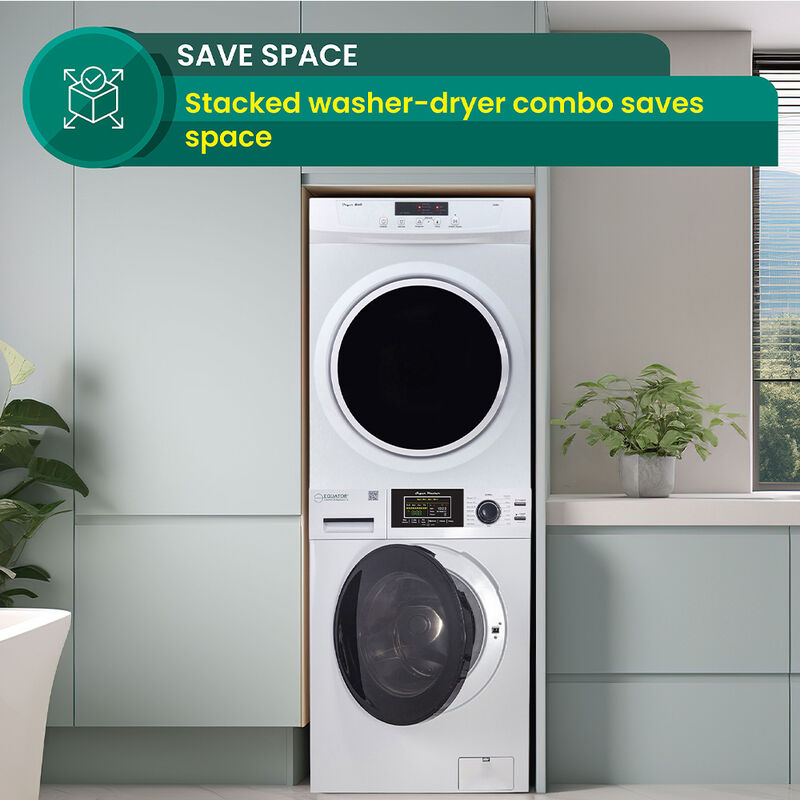 Equator Apartment Stackable 15-lb. Washer + 3.5 cu.ft. Vented Dryer, 110V, White image number 6