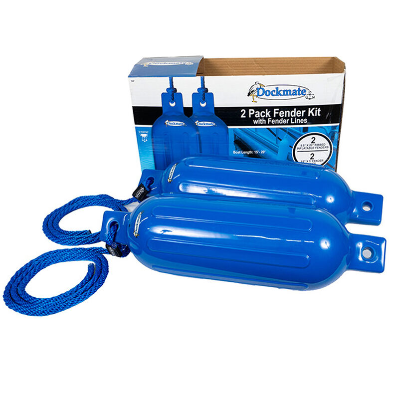 Dockmate UV Protected 5.5" x 20" Tuff Shield Fender 2-Pack w/ Lines - Blue image number 2