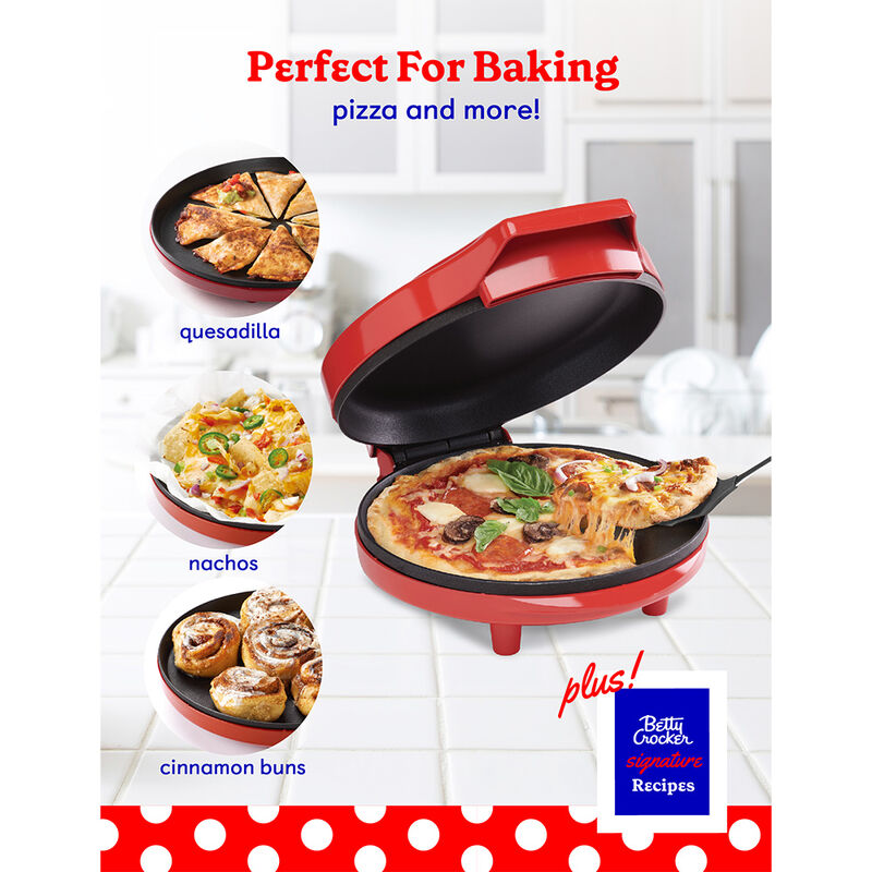Betty Crocker 8" Travel Pizza Maker Plus, Red image number 2