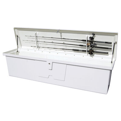 Stow 'N Go Fiberglass Fisherman's Dock Box White (24"H x 95"W x 22"D)