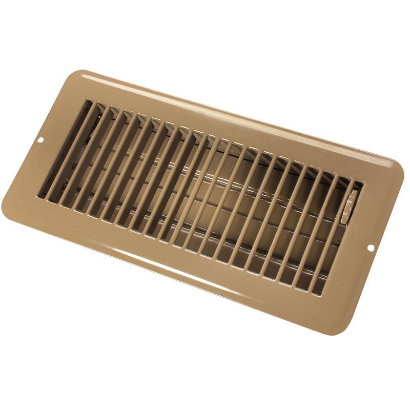 JR Products 4" x 10" Dampered Metal Floor Register, Brown image number 1
