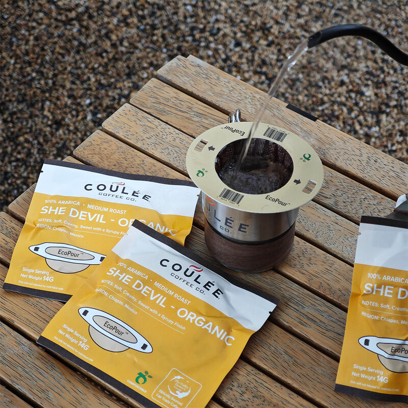 Coulee She-Devil Organic Coffee, 10 Pre-Filled EcoPour Filters image number 2