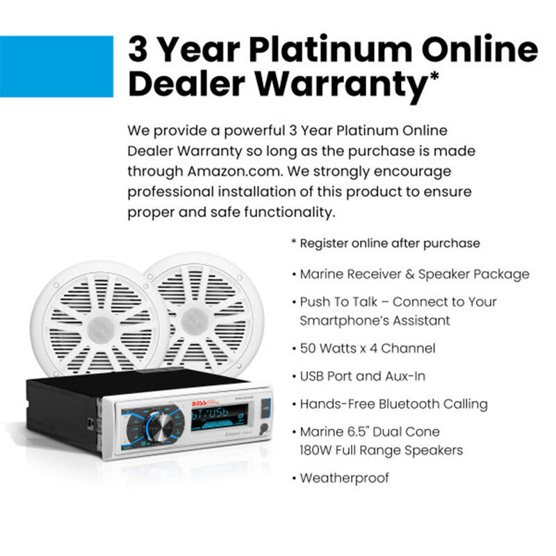 Boss MCK632WB.6 AM/FM/MP3/USB Bluetooth Receiver Package w/Two 6.5" Speakers image number 5