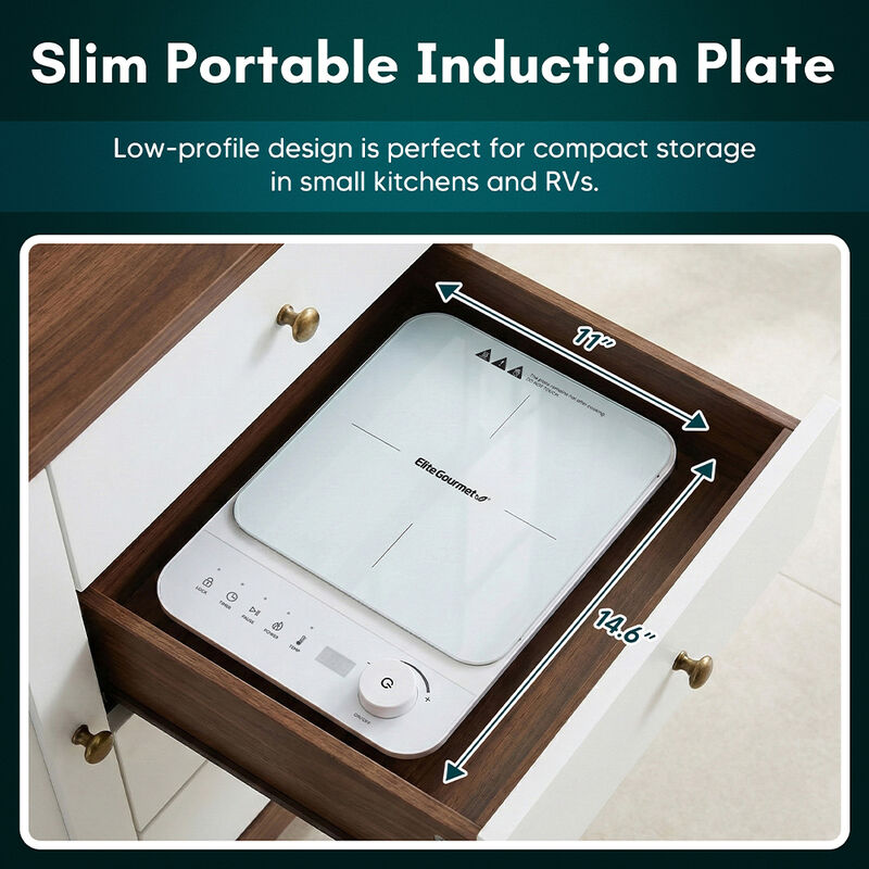 Elite Gourmet SlimStore Induction Cooktop, White image number 6