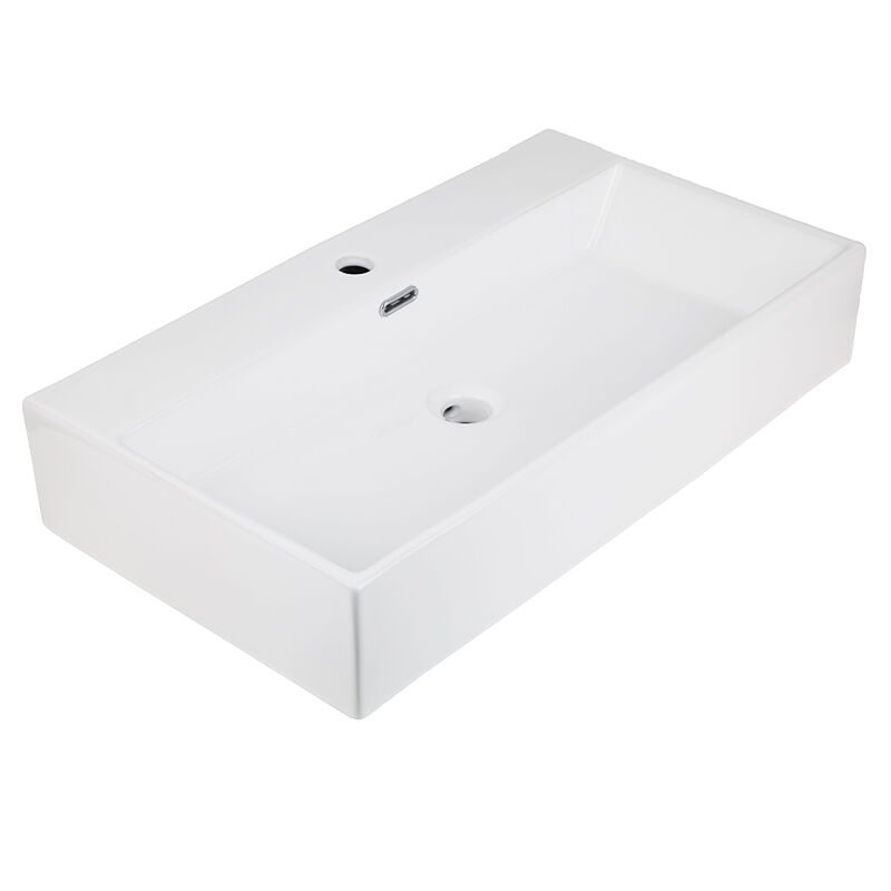 A&E Bath and Shower Adelmo White Ceramic Rectangular Bathroom Sink image number 1