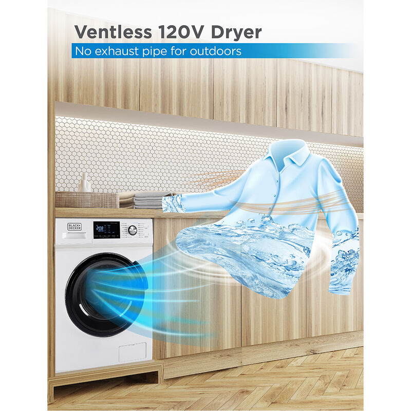 Black+Decker 2.7 cu ft. All-in-One Washer and Dryer Combo, White image number 5