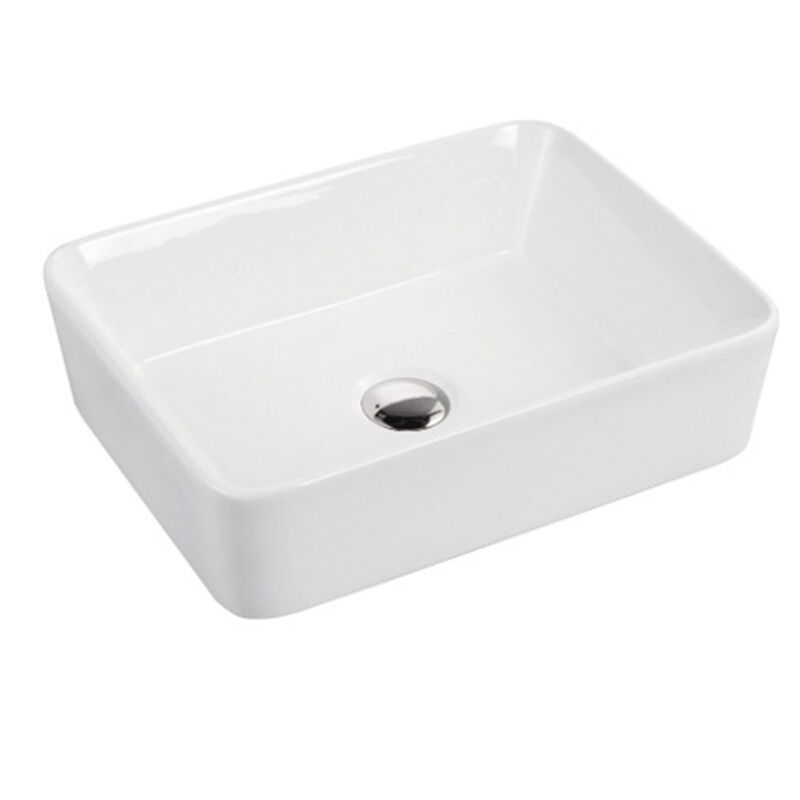 A&E Bath and Shower Mia Glossy White Ceramic Above-Counter Rectangular Sink image number 1