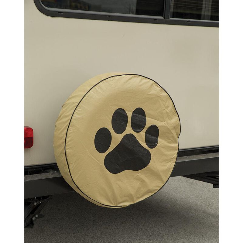 Vinyl Spare Tire Cover, Tan Paw, 29" image number 1
