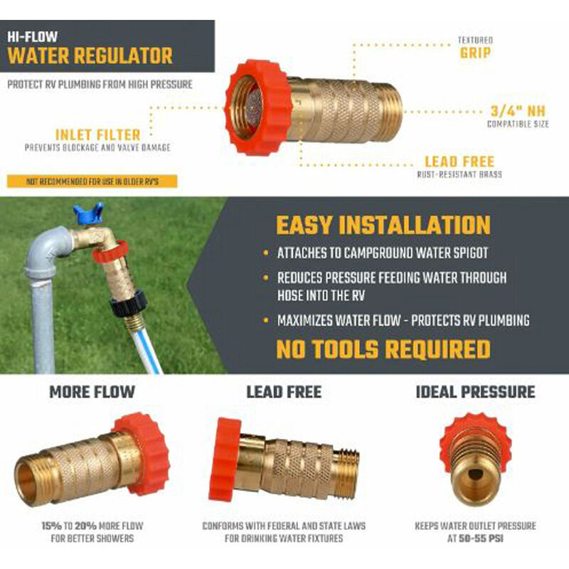 Valterra High Flow Water Regulator, Brass image number 4