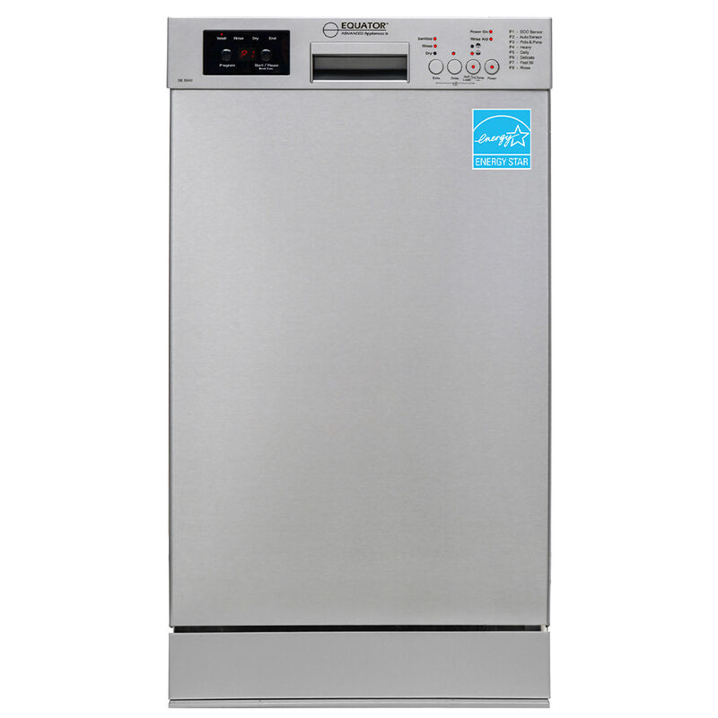 Equator 18" Built in Dishwasher 10 Place Setting 8 Wash programs half Load Sensor Wash 110V Energy Star Rated in Stainless image number 17