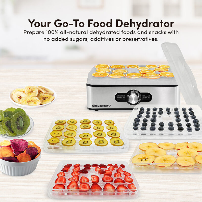  Elite Gourmet 5-Tray Food Dehydrator, Stainless-Steel image number 5