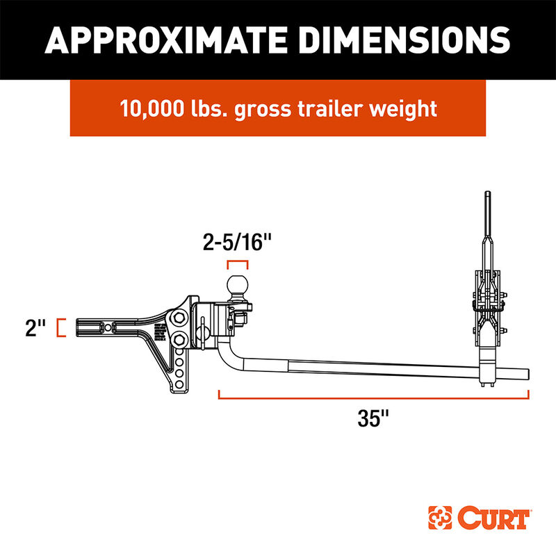 Curt TruTrack 2P Trailer-Mounted Weight Distribution Hitch, 10K image number 5