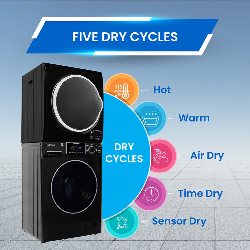Equator Premium Stackable 15-lb. Washer + 3.5 cu.ft. Vented Digi Dryer, 110V, Black image number 11