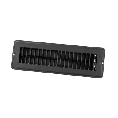 JR Products 2" x 10" Dampered Metal Floor Register, Black