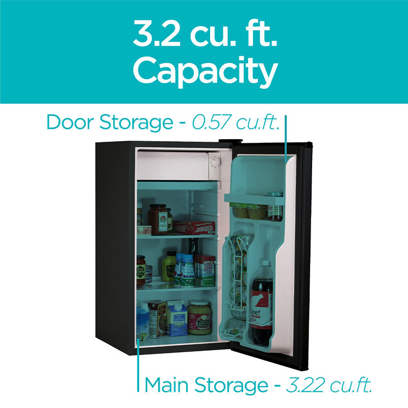 Black+Decker 3.2 cu. ft. Mini Fridge with Freezer, Black image number 5