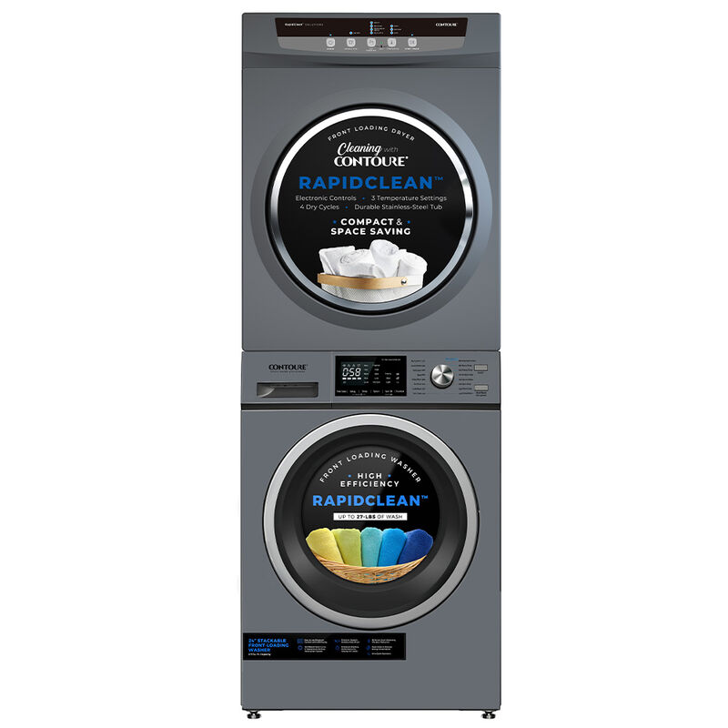 CONTOURE 24" 2.7 cu.ft. High-Efficiency Stackable Front-Load Washer, Titanium image number 5
