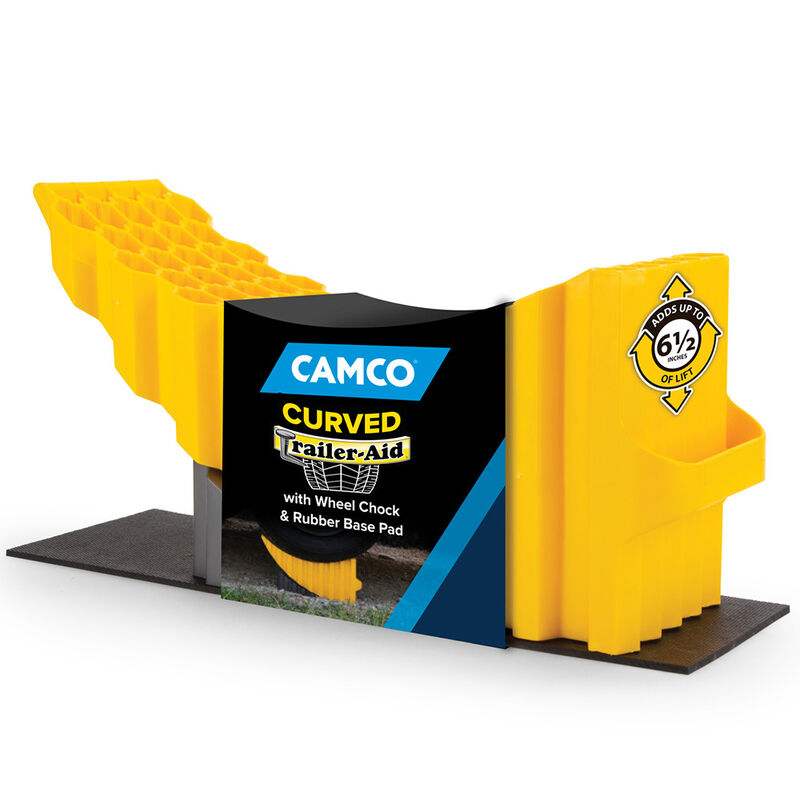 Camco Curved Trailer Aid w/ Chock and Pad - Yellow image number 3