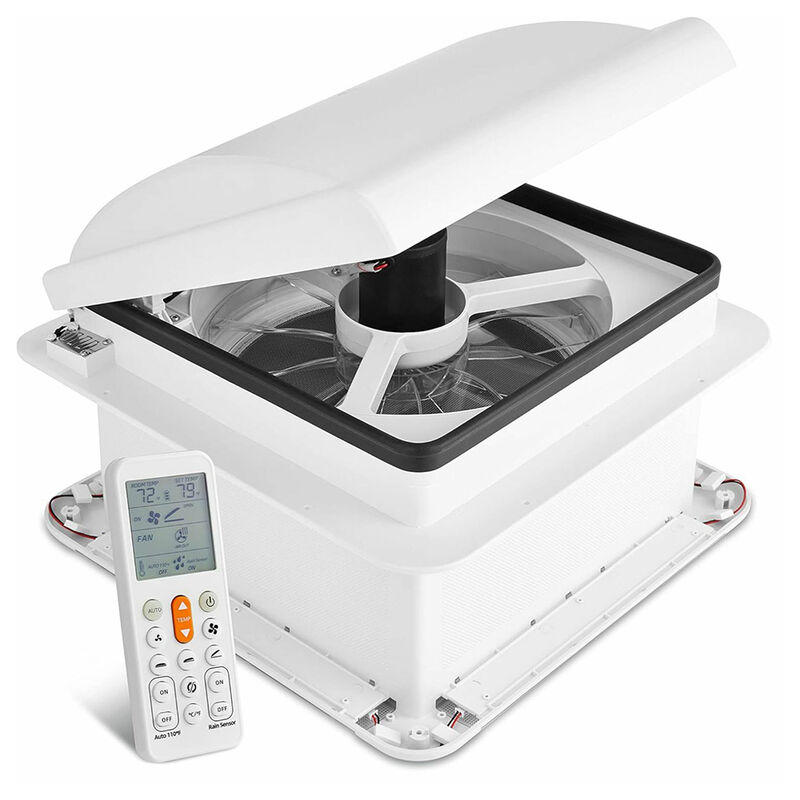 Hike Crew 11" RV Roof Vent Fan with LED Light and Remote, 6-Speed, Smoked Lid image number 1