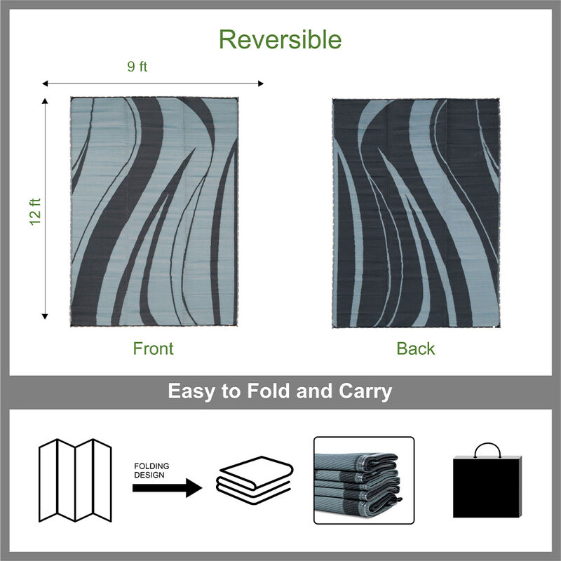 Venture Forward LED Illuminated RV Patio Mat w/ Carry Bag, Wave image number 6