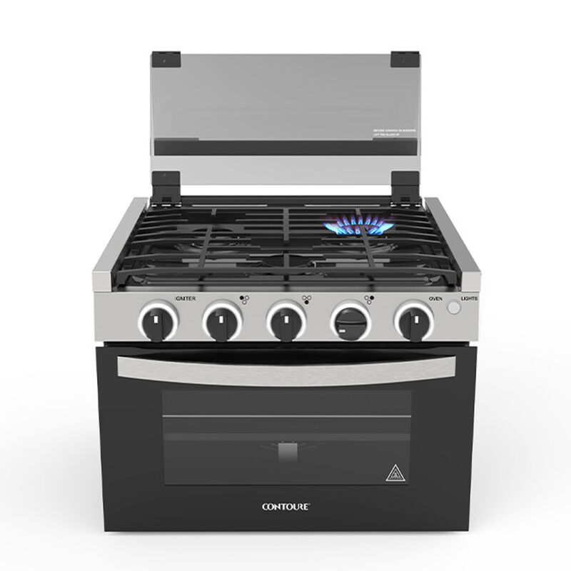 CONTOURE 17" 3-Burner Drop-In Gas Range, Black with Stainless Steel Accents &ndash; Camping World Exclusive! image number 2