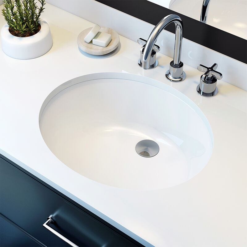 A&E Bath and Shower Sulu Ceramic Under-Mount Oval Bathroom Sink image number 2