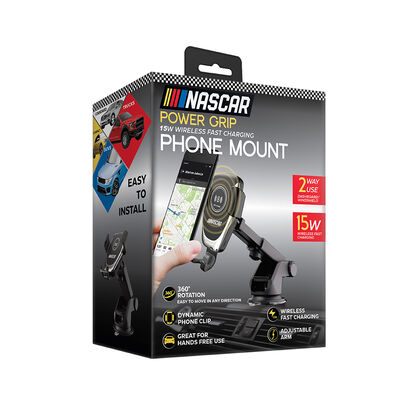 NASCAR Power Grip 15W Wireless Fast Charging Phone Mount