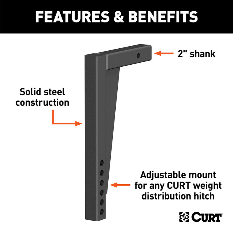 CURT Weight Distribution Shank, 2" Shank, 14.5" Drop image number 3
