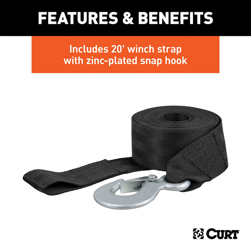 CURT 29435 1400-lb. Hand Crank Winch with 20' Strap image number 5