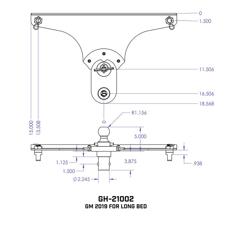 Gen-Y Hitch GoosePuck 5" Offset Ball-Puck Mount for GM Long Bed 2020 to Current, 25K Towing image number 6