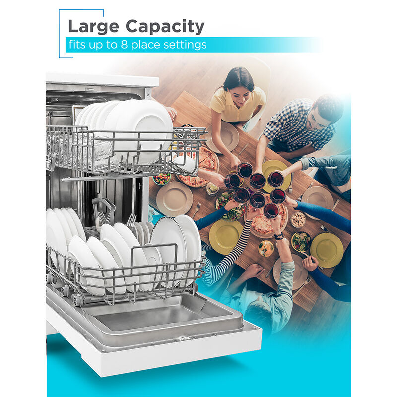 Black+Decker Portable 8 Place Setting Dishwasher, White image number 2