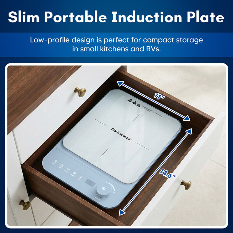 Elite Gourmet SlimStore Induction Cooktop, Blue image number 6