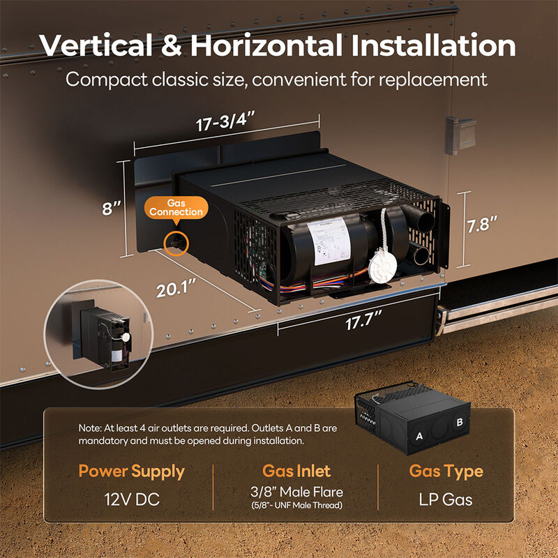 Fogatti 35,000 BTU Gas RV Furnace with Smart Wired Controller image number 2
