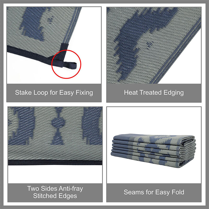 Venture Forward Reversible RV Patio Mat w/ Carry Bag, IKAT image number 15
