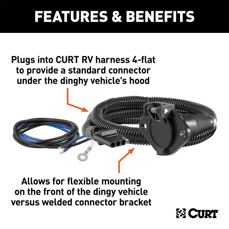 CURT 58981 Dinghy Towing Electrical Adapter, 4-Way Flat to 6-Way Round image number 3