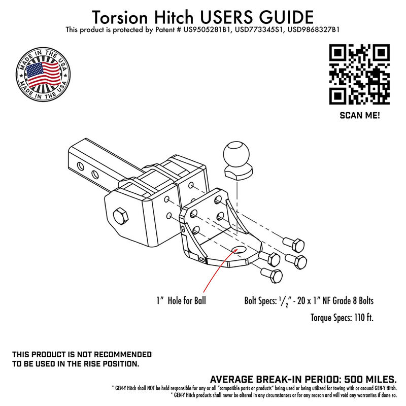 Gen-Y Hitch Glyder Torsion-Flex Ball Mount, 2" Shank, 6" Drop image number 5