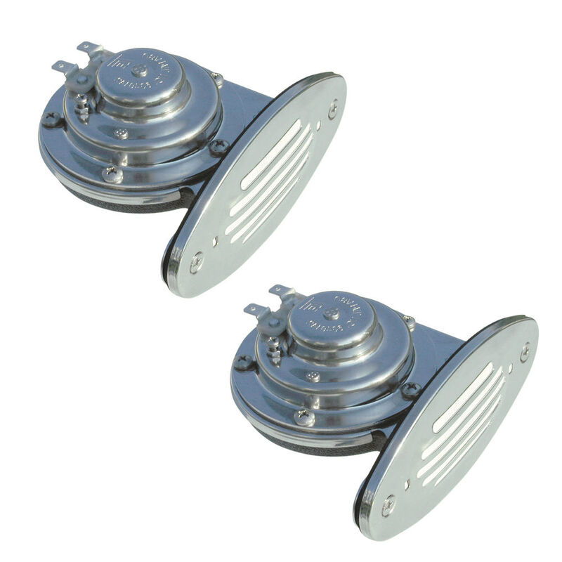 All Stainless Steel Mini Drop-In Dual Horns, High and Low Pitch image number 1