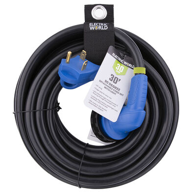 Electric World 30 Amp 30' 90 Degree Angle Detachable Cordset with Light