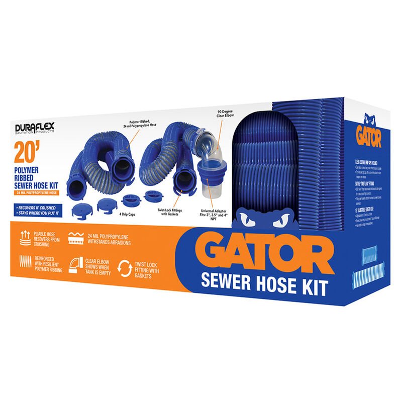 Duraflex Pliable Sewer Hose Kit, 20 Foot Extended Length image number 1