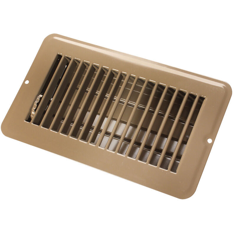 JR Products 4" x 8" Dampered Metal Floor Register, Brown image number 1