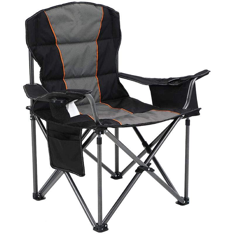 Oversized XL Padded Folding Chair, Black and Gray image number 1