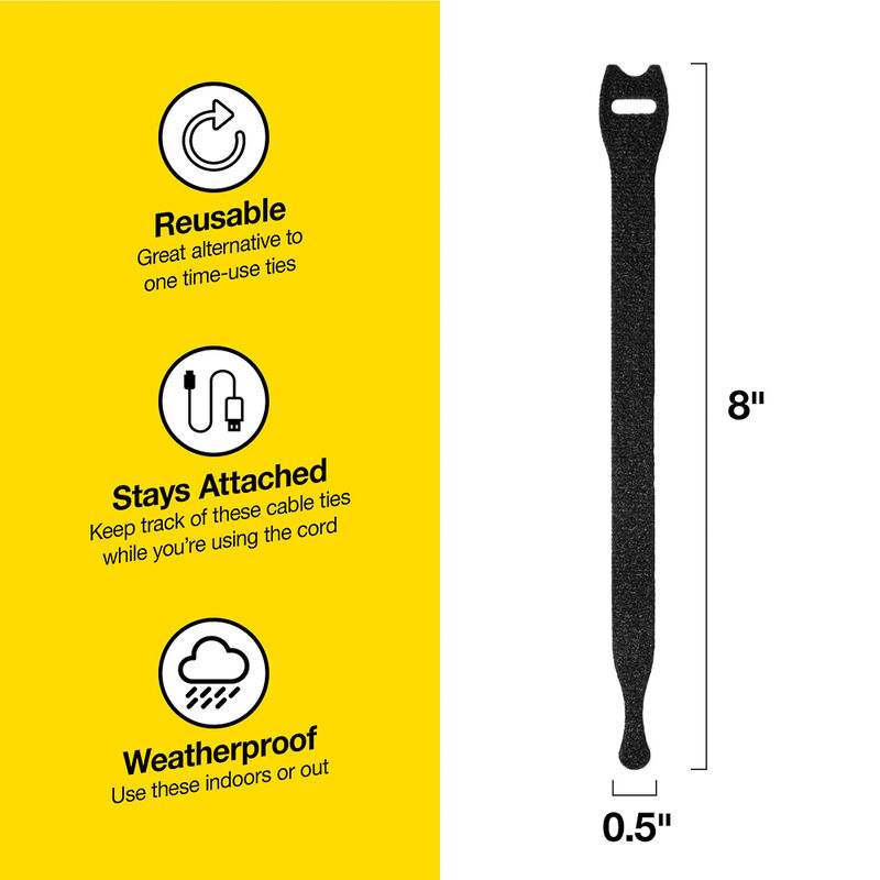 Wrap-It 8" x 1/2" Self-Gripping Cable Ties Roll, 50-Pack image number 4
