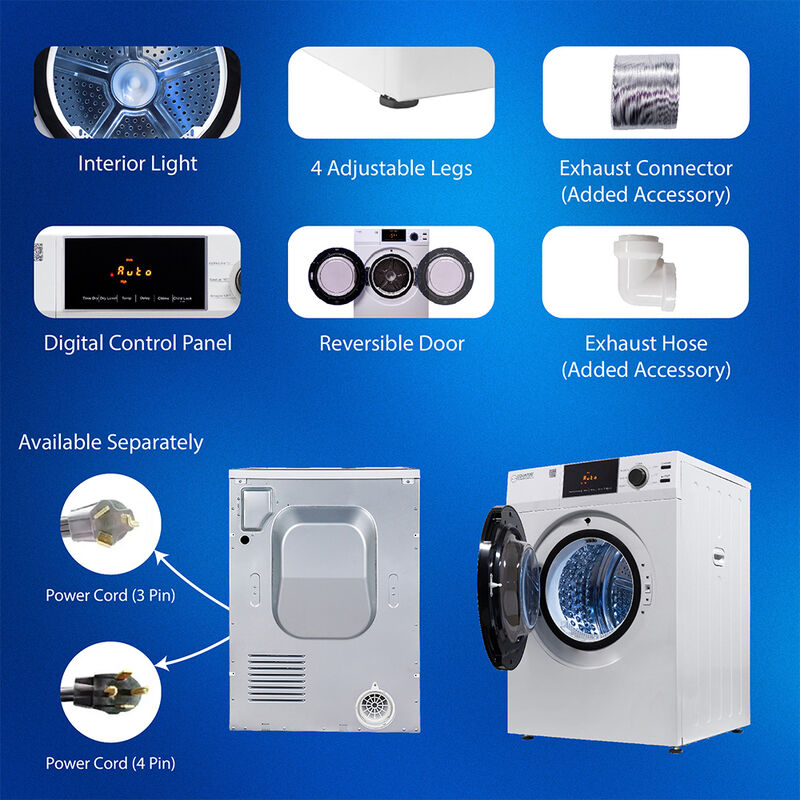 Equator ED 880 4 cu. ft. 220V Electric Stackable Vented Sensor Dryer, White image number 14