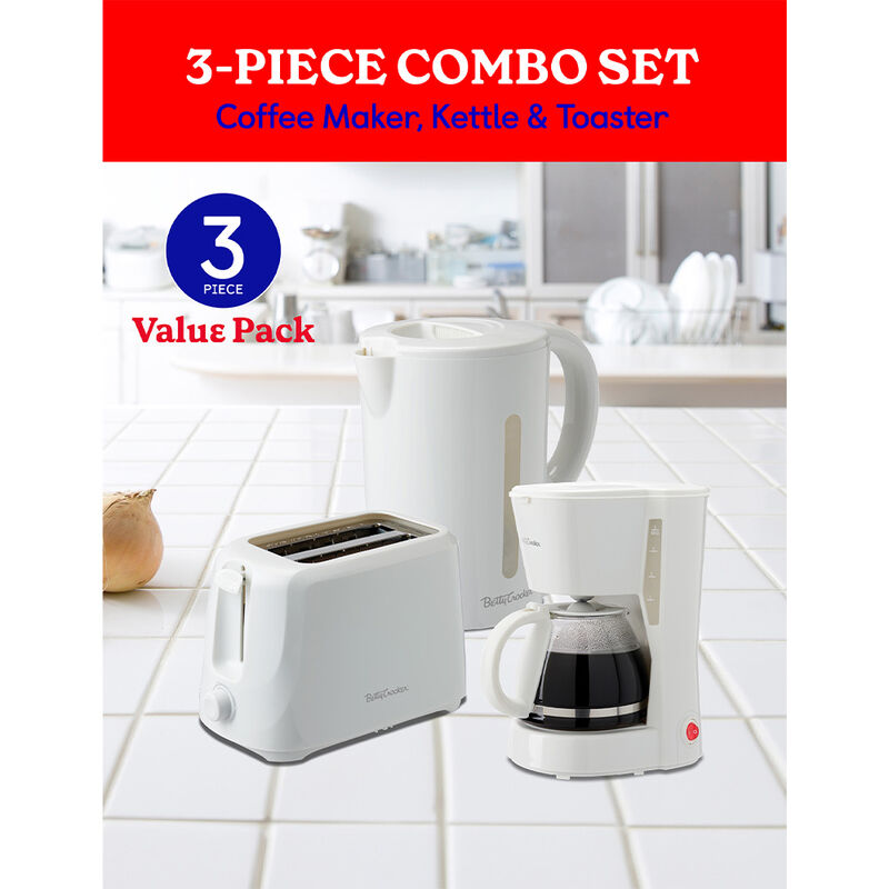 Betty Crocker 3-Piece Kitchen Appliance Set with Coffee Maker, Toaster, and Kettle image number 2