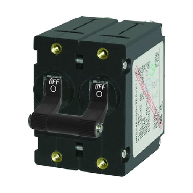 Blue Sea AC Circuit Breaker A-Series Toggle Switch, Double Pole, 16A, Black image number 1