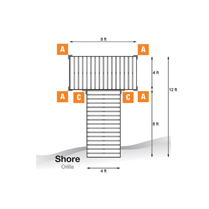 Tommy Docks 12' T-Style Aluminum Frame With Cedar Decking Complete Dock Package image number 2