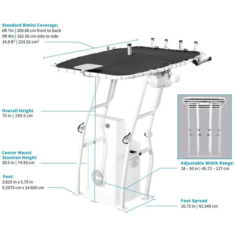 Roswell Marine UNI-T Universal Folding T-Top, Black image number 8