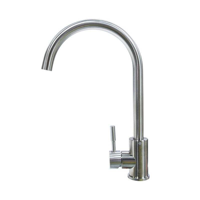 Flow Max Curved Gooseneck Single Hole Faucet, Stainless Steel image number 1