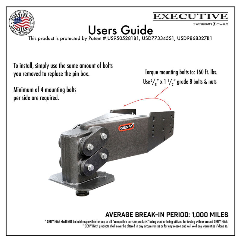 Gen-Y Hitch Executive 5th Wheel King Pin Box, 1.5K-3.5K Pin Weight, 21K Towing image number 4