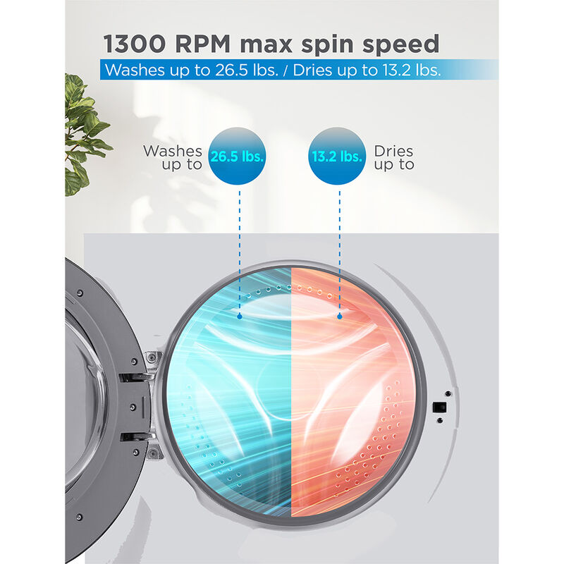 Black+Decker 2.7 cu ft. All-in-One Washer and Dryer Combo, White image number 7