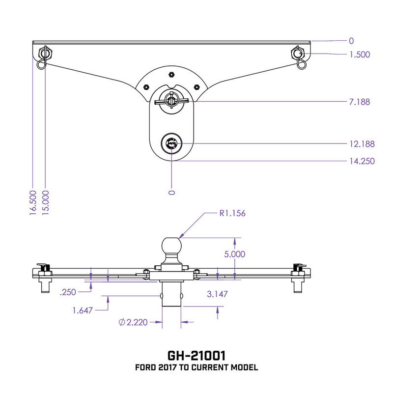 Gen-Y Hitch GoosePuck 5" Offset Ball-Puck Mount for Ford 2017 to Current, 25K Towing image number 5